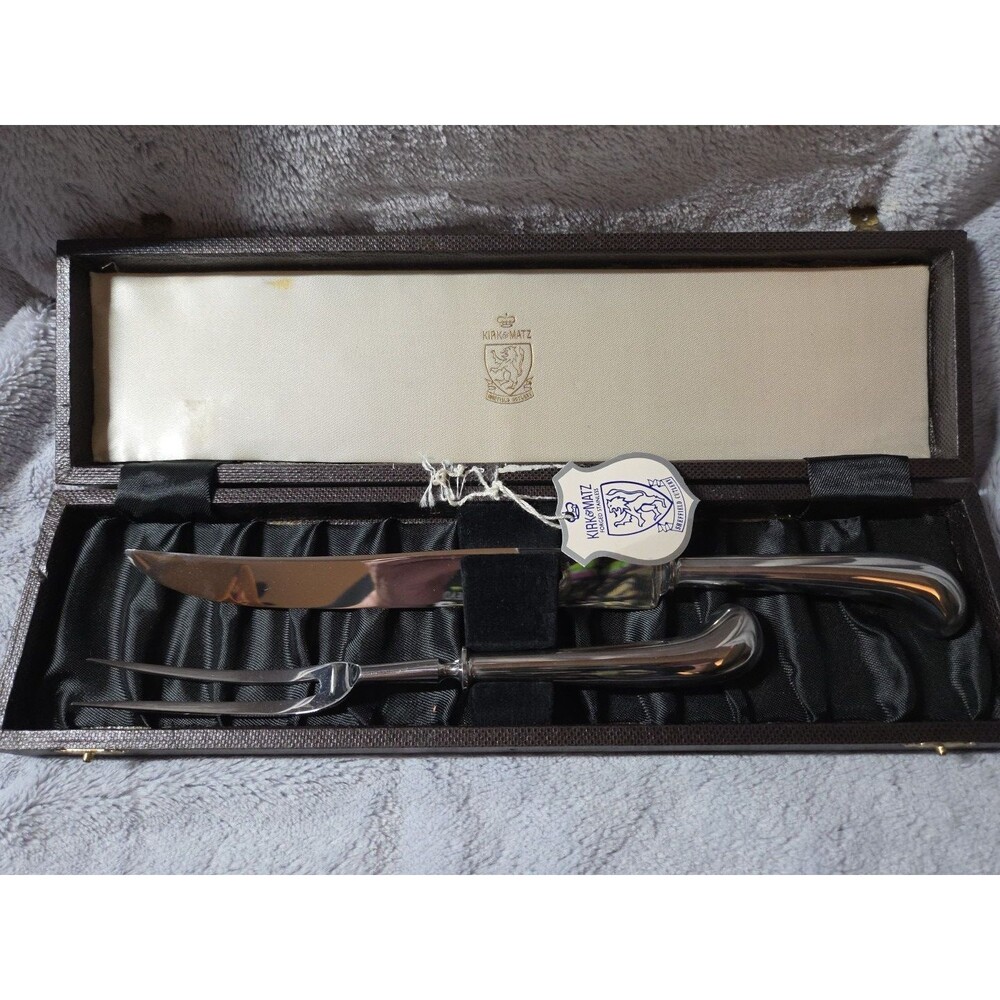 Vintage Kirk &Matz Sheffield England Forged Stainless Carving Knife & Fork Set